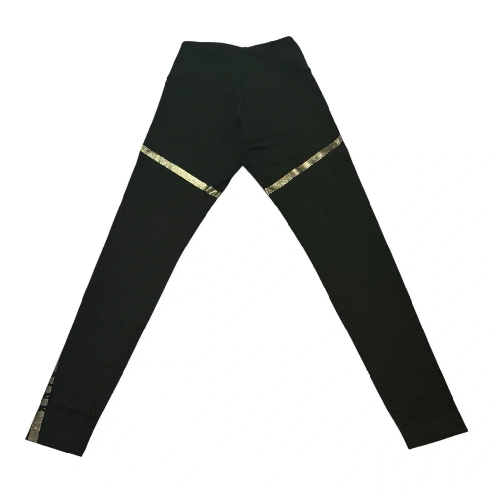 Pink Black Leggings with Gold Accents - Picture 3 of 9